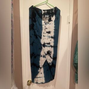 Blue Tie Front Maxi Pencil Skirt for Casual Wear